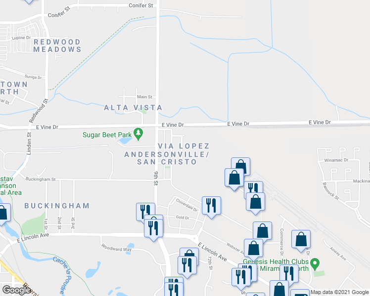 map of restaurants, bars, coffee shops, grocery stores, and more near 530 11th Street in Fort Collins