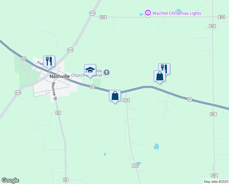 map of restaurants, bars, coffee shops, grocery stores, and more near 13495 Ohio 39 in Big Prairie
