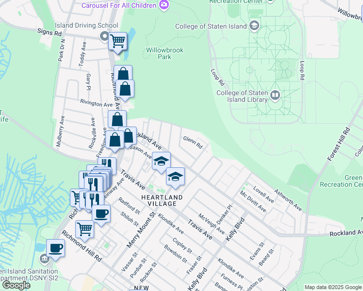map of restaurants, bars, coffee shops, grocery stores, and more near 60 Carpenter Avenue in Staten Island
