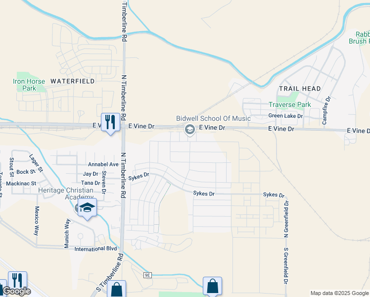 map of restaurants, bars, coffee shops, grocery stores, and more near 2832 Biplane Street in Fort Collins
