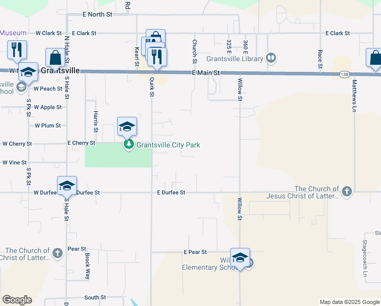 map of restaurants, bars, coffee shops, grocery stores, and more near 281 East Carly Drive in Grantsville