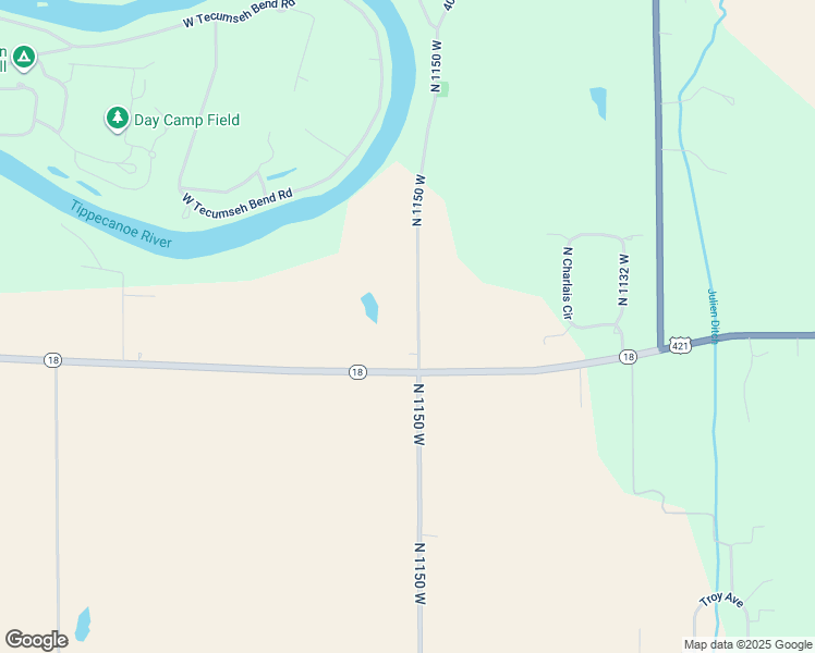 map of restaurants, bars, coffee shops, grocery stores, and more near 3354 North 1150 West in Delphi