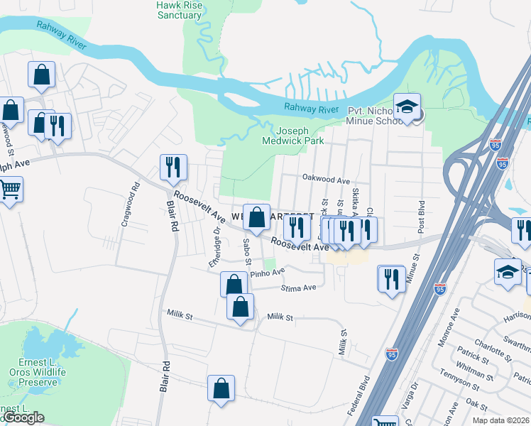 map of restaurants, bars, coffee shops, grocery stores, and more near in Carteret
