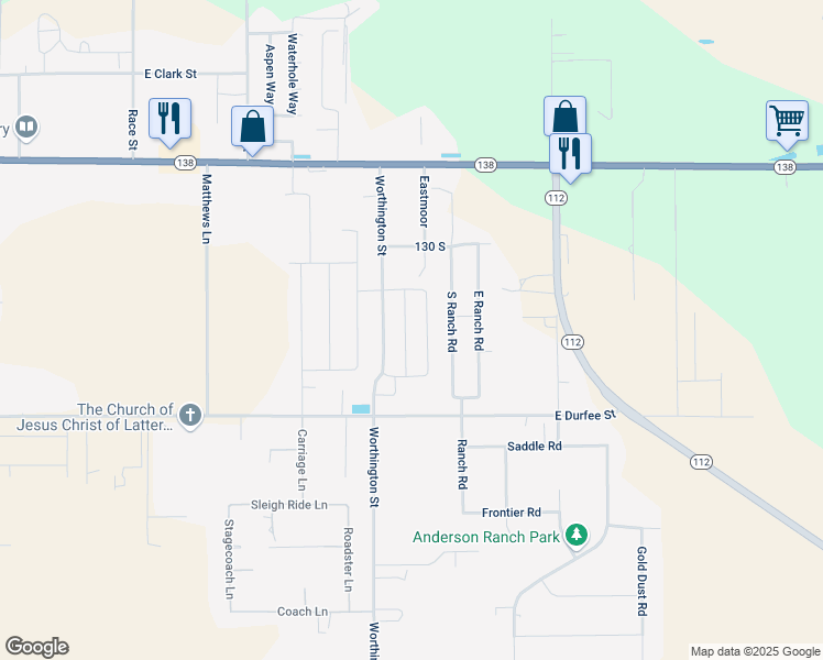 map of restaurants, bars, coffee shops, grocery stores, and more near 215 South Dusky Drive in Grantsville