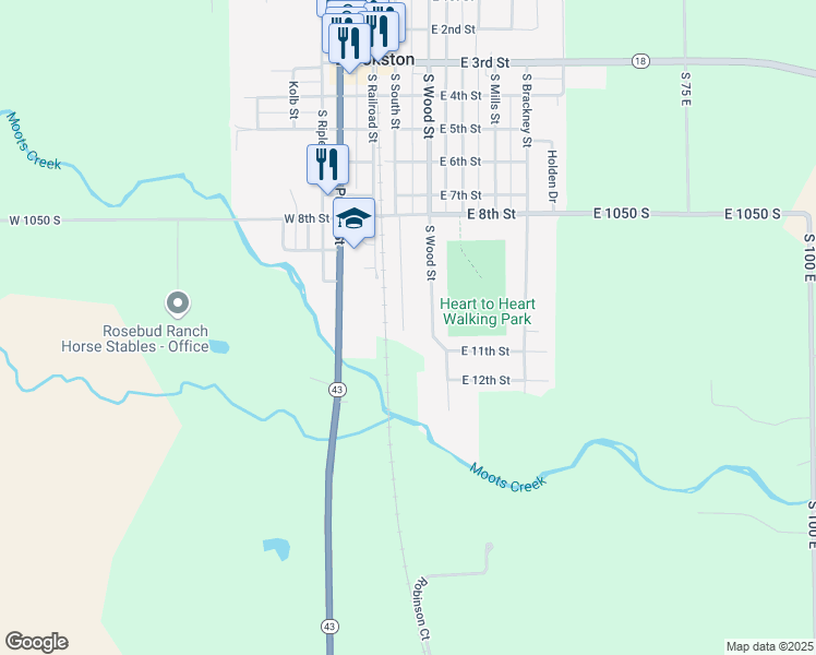 map of restaurants, bars, coffee shops, grocery stores, and more near 904 S South St in Brookston