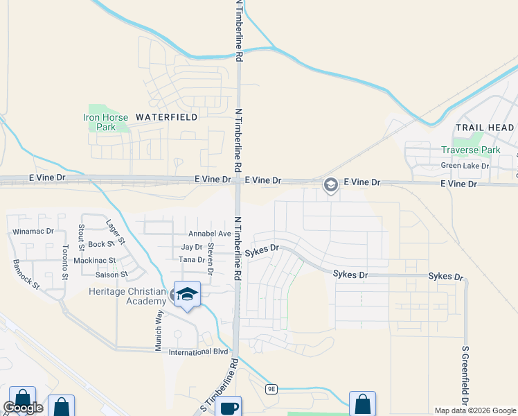 map of restaurants, bars, coffee shops, grocery stores, and more near 514 Vicot Way in Fort Collins