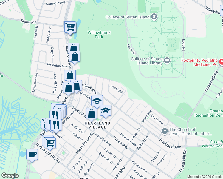 map of restaurants, bars, coffee shops, grocery stores, and more near 60 Carpenter Avenue in Staten Island