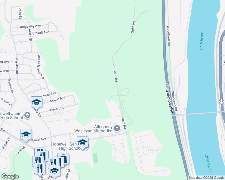 map of restaurants, bars, coffee shops, grocery stores, and more near 1908 Sohn Rd in Aliquippa