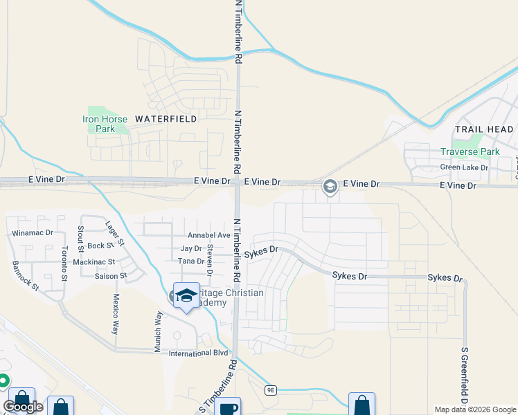 map of restaurants, bars, coffee shops, grocery stores, and more near 514 Vicot Way in Fort Collins