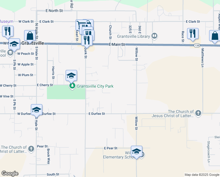 map of restaurants, bars, coffee shops, grocery stores, and more near 284 East Cherry Street in Grantsville