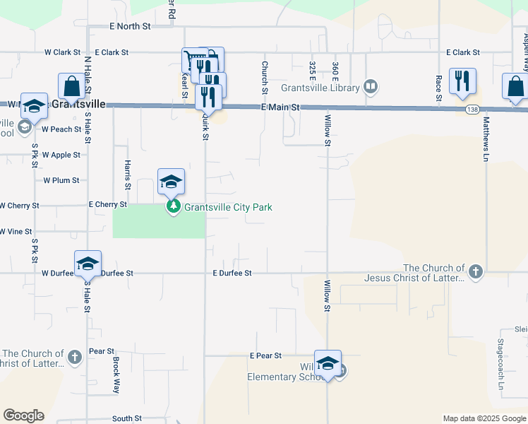 map of restaurants, bars, coffee shops, grocery stores, and more near 284 East Cherry Street in Grantsville