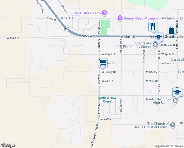 map of restaurants, bars, coffee shops, grocery stores, and more near 443 West Cherry Street in Grantsville