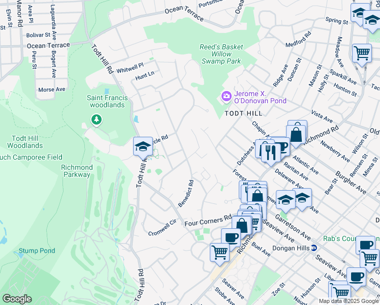 map of restaurants, bars, coffee shops, grocery stores, and more near 30 Saint James Place in Staten Island