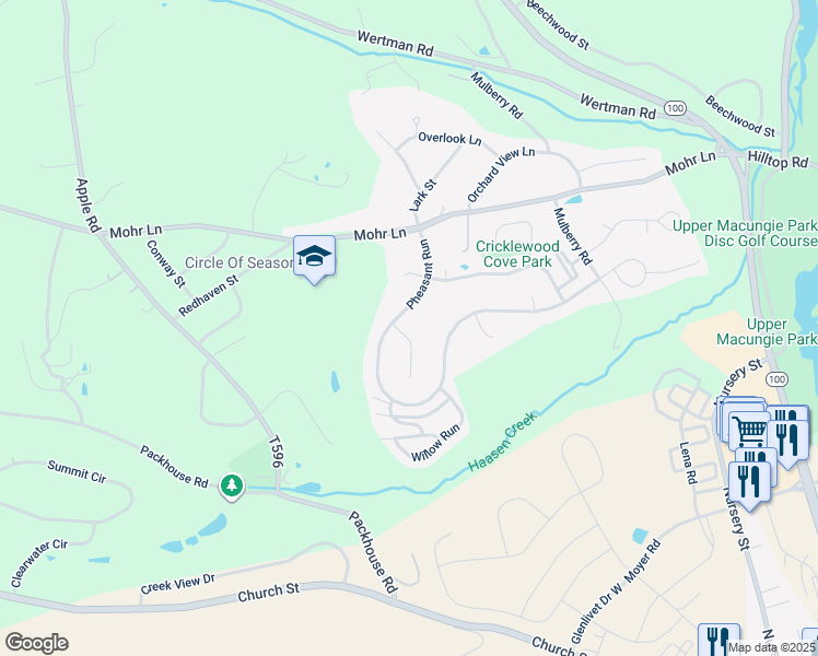 map of restaurants, bars, coffee shops, grocery stores, and more near 1846 Pear Court in Fogelsville