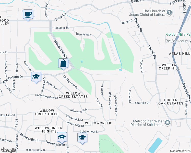 map of restaurants, bars, coffee shops, grocery stores, and more near 8618 Tracy Drive in Sandy