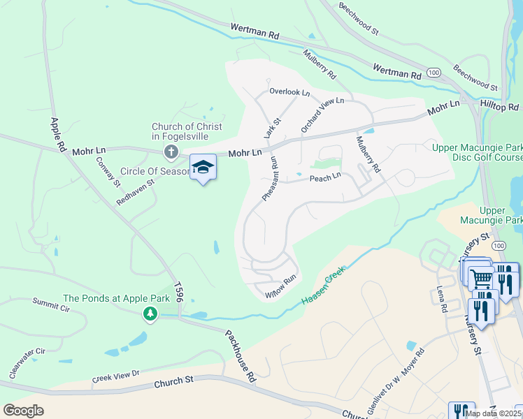 map of restaurants, bars, coffee shops, grocery stores, and more near 1846 Pear Court in Fogelsville