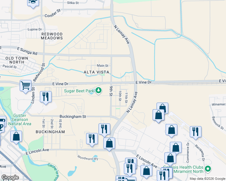 map of restaurants, bars, coffee shops, grocery stores, and more near in Fort Collins