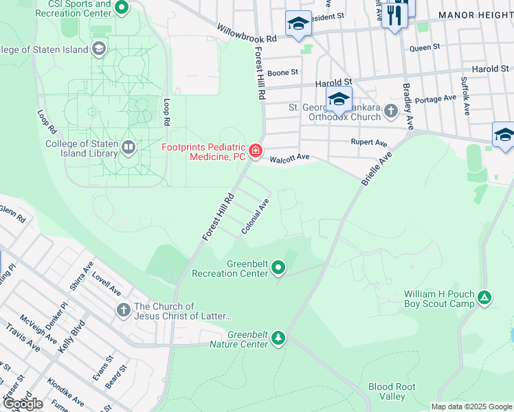 map of restaurants, bars, coffee shops, grocery stores, and more near 8 Norwich Street in Staten Island