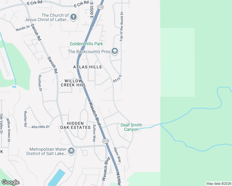map of restaurants, bars, coffee shops, grocery stores, and more near 8546 Top of the World Circle in Cottonwood Heights