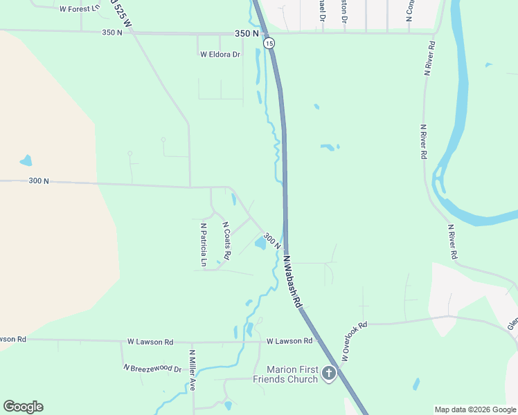 map of restaurants, bars, coffee shops, grocery stores, and more near 3016 300 North in Marion