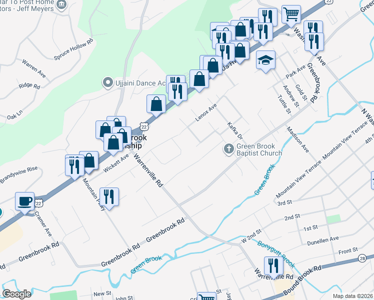 map of restaurants, bars, coffee shops, grocery stores, and more near 9 Heritage Drive in Dunellen