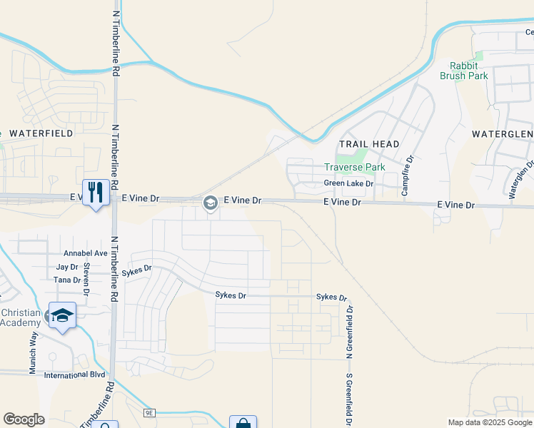 map of restaurants, bars, coffee shops, grocery stores, and more near 3012 East Vine Drive in Fort Collins