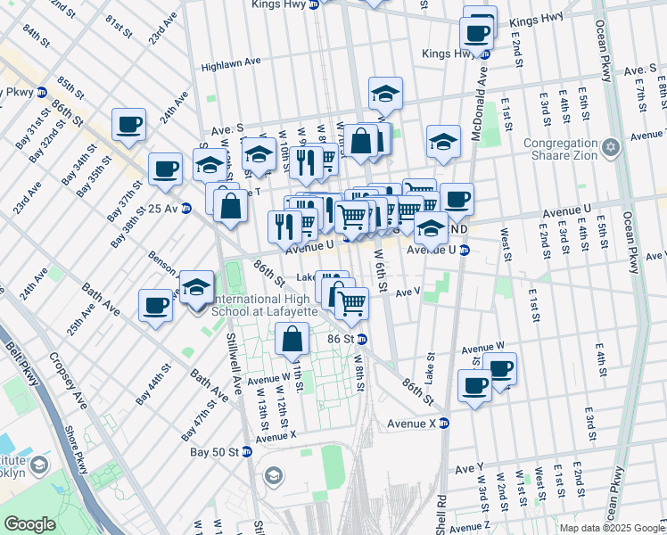 map of restaurants, bars, coffee shops, grocery stores, and more near in Brooklyn