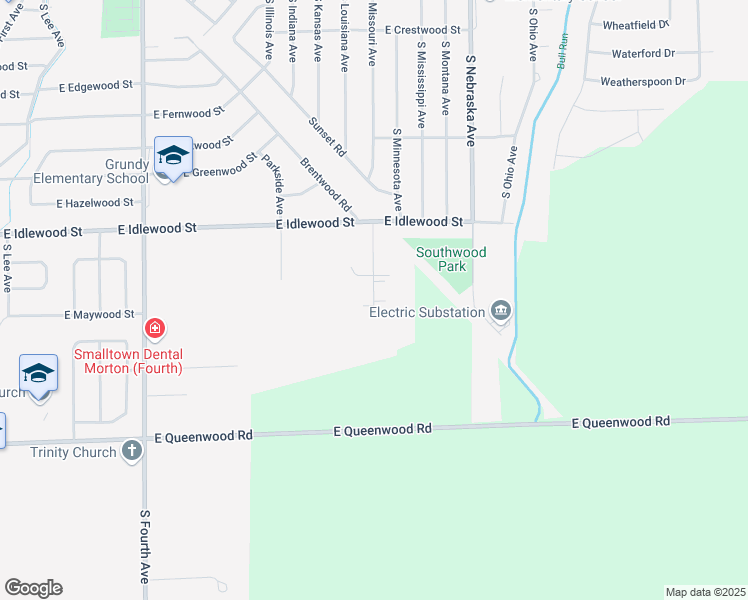 map of restaurants, bars, coffee shops, grocery stores, and more near 1500 South Missouri Avenue in Morton