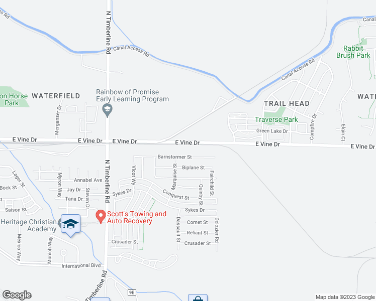 map of restaurants, bars, coffee shops, grocery stores, and more near 2932 East Vine Drive in Fort Collins