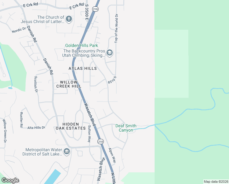 map of restaurants, bars, coffee shops, grocery stores, and more near 8546 Top of the World Circle in Cottonwood Heights