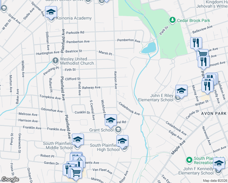 map of restaurants, bars, coffee shops, grocery stores, and more near 342 Rahway Avenue in South Plainfield