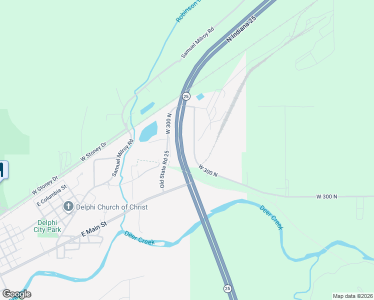 map of restaurants, bars, coffee shops, grocery stores, and more near 6931 West 300 North in Delphi