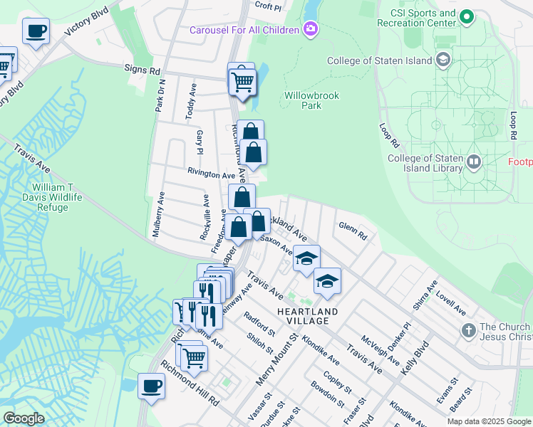 map of restaurants, bars, coffee shops, grocery stores, and more near in Staten Island