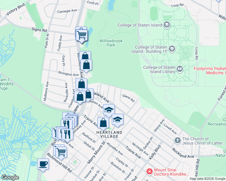 map of restaurants, bars, coffee shops, grocery stores, and more near 9 Grissom Avenue in Staten Island