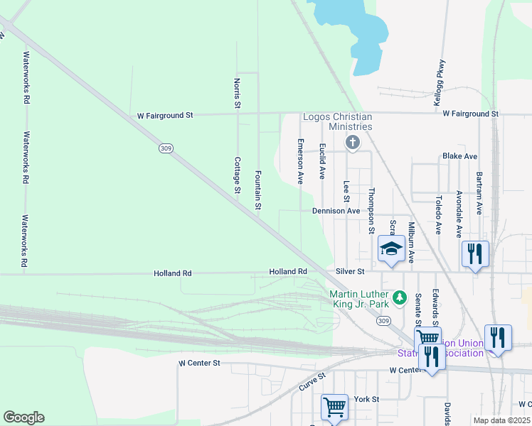 map of restaurants, bars, coffee shops, grocery stores, and more near 1000 Harding Village Dr in Marion