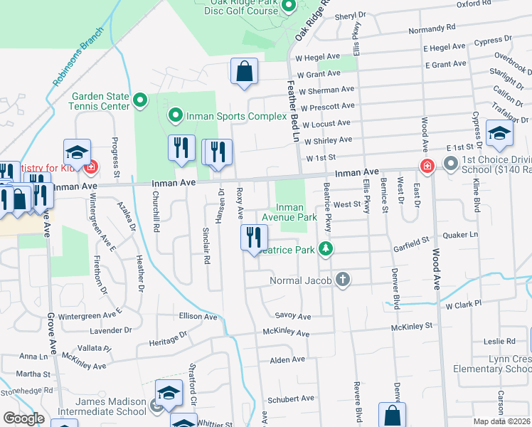 map of restaurants, bars, coffee shops, grocery stores, and more near 10 Amherst Street in Edison