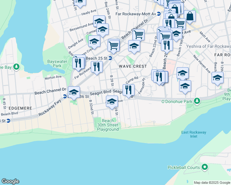 map of restaurants, bars, coffee shops, grocery stores, and more near 2-34 B 28 Street in Queens