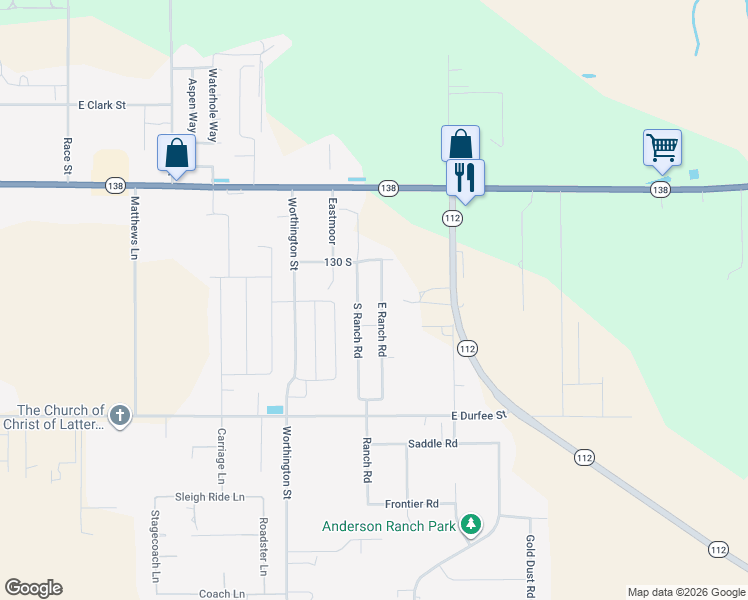 map of restaurants, bars, coffee shops, grocery stores, and more near 172 South Ranch Road in Grantsville