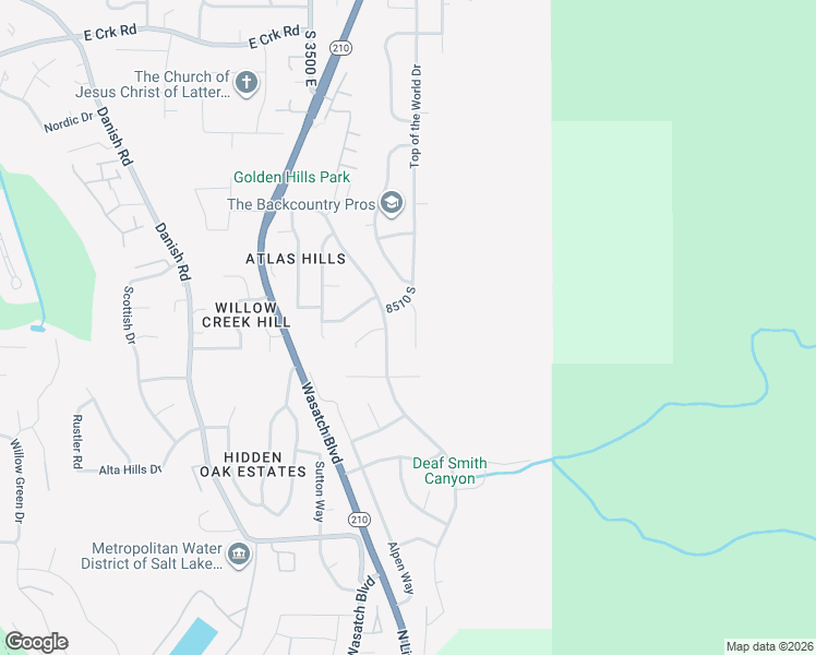 map of restaurants, bars, coffee shops, grocery stores, and more near 8546 Top of the World Circle in Cottonwood Heights