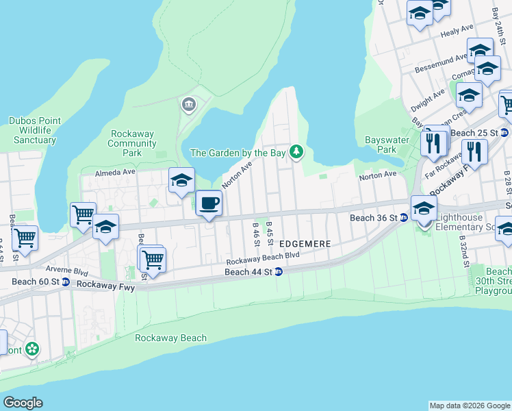 map of restaurants, bars, coffee shops, grocery stores, and more near 415 B 46 Street in Queens