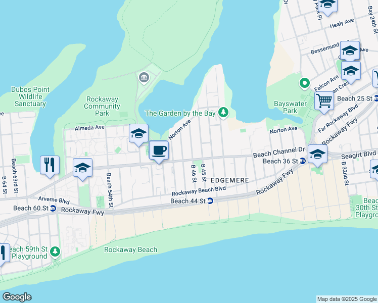 map of restaurants, bars, coffee shops, grocery stores, and more near 415 B 46 Street in Queens