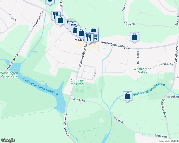 map of restaurants, bars, coffee shops, grocery stores, and more near 31 Stevens Lane in Bridgewater Township