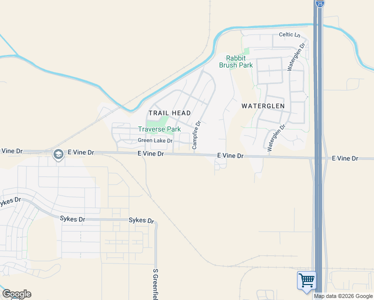 map of restaurants, bars, coffee shops, grocery stores, and more near 708 Campfire Drive in Fort Collins