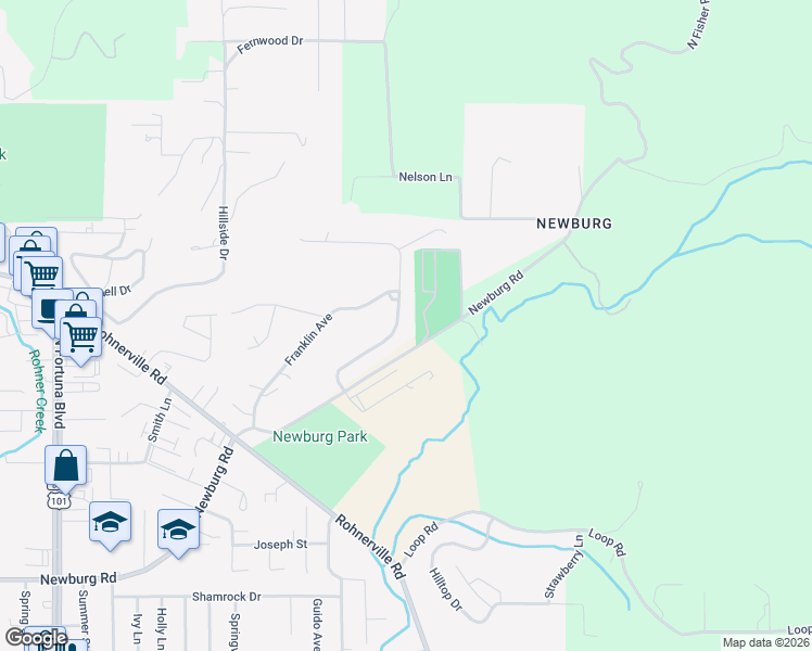 map of restaurants, bars, coffee shops, grocery stores, and more near 671 Elizabeth Barcus Way in Fortuna