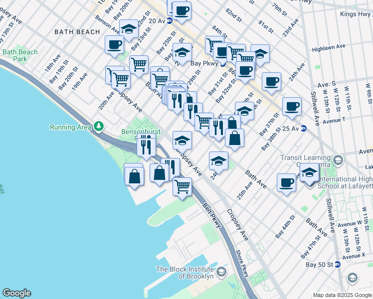 map of restaurants, bars, coffee shops, grocery stores, and more near in Brooklyn