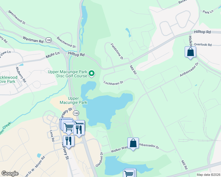 map of restaurants, bars, coffee shops, grocery stores, and more near 7287 Lochhaven Street in Allentown