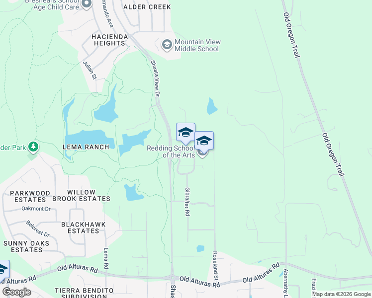 map of restaurants, bars, coffee shops, grocery stores, and more near 955 Inspiration Way in Redding