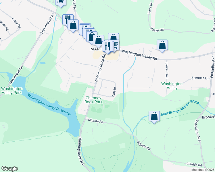 map of restaurants, bars, coffee shops, grocery stores, and more near 31 Stevens Lane in Bridgewater Township