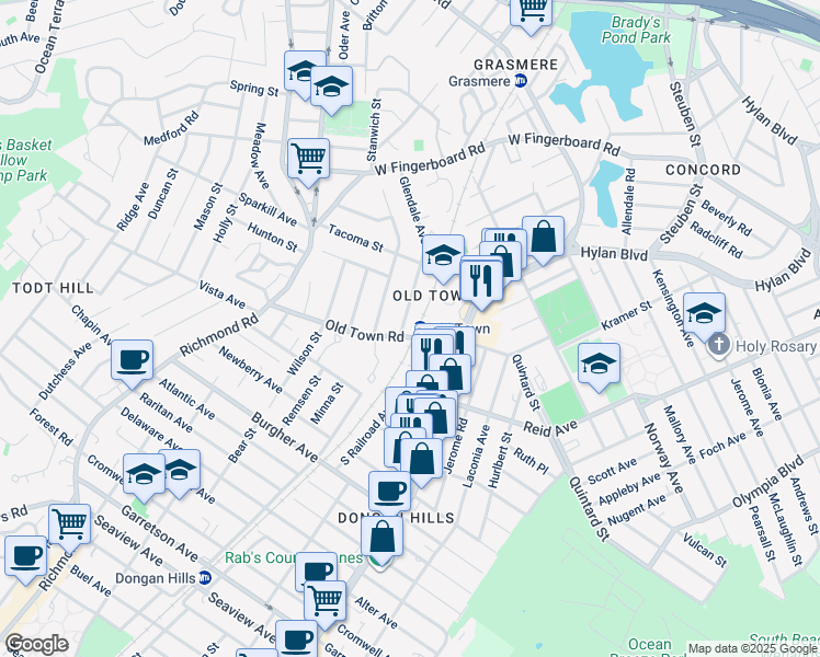 map of restaurants, bars, coffee shops, grocery stores, and more near in Staten Island