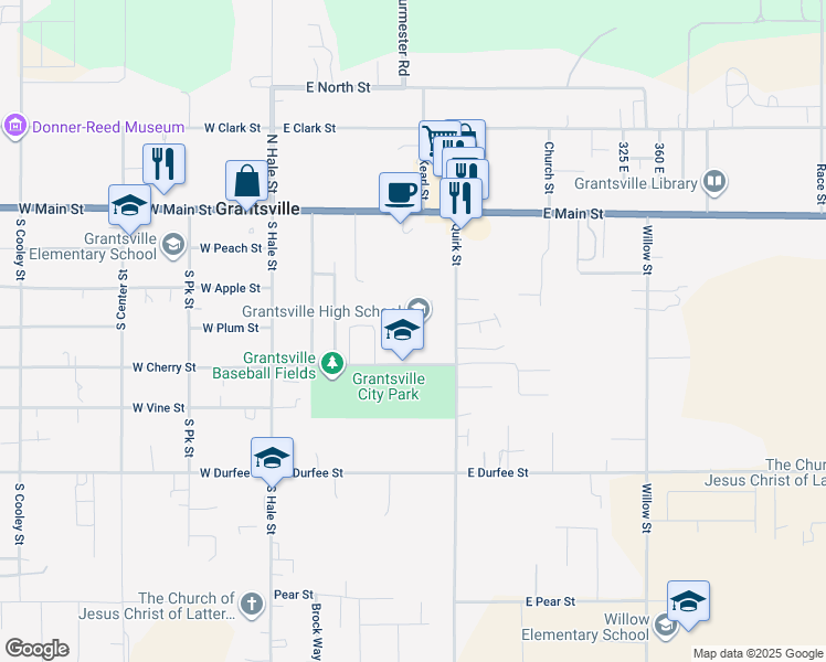 map of restaurants, bars, coffee shops, grocery stores, and more near 155 East Cherry Street in Grantsville